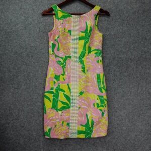 Palm Beach Shift Dress Womens XS 2 Pink Flamingo Fan Dance LILLY PULITZER Target